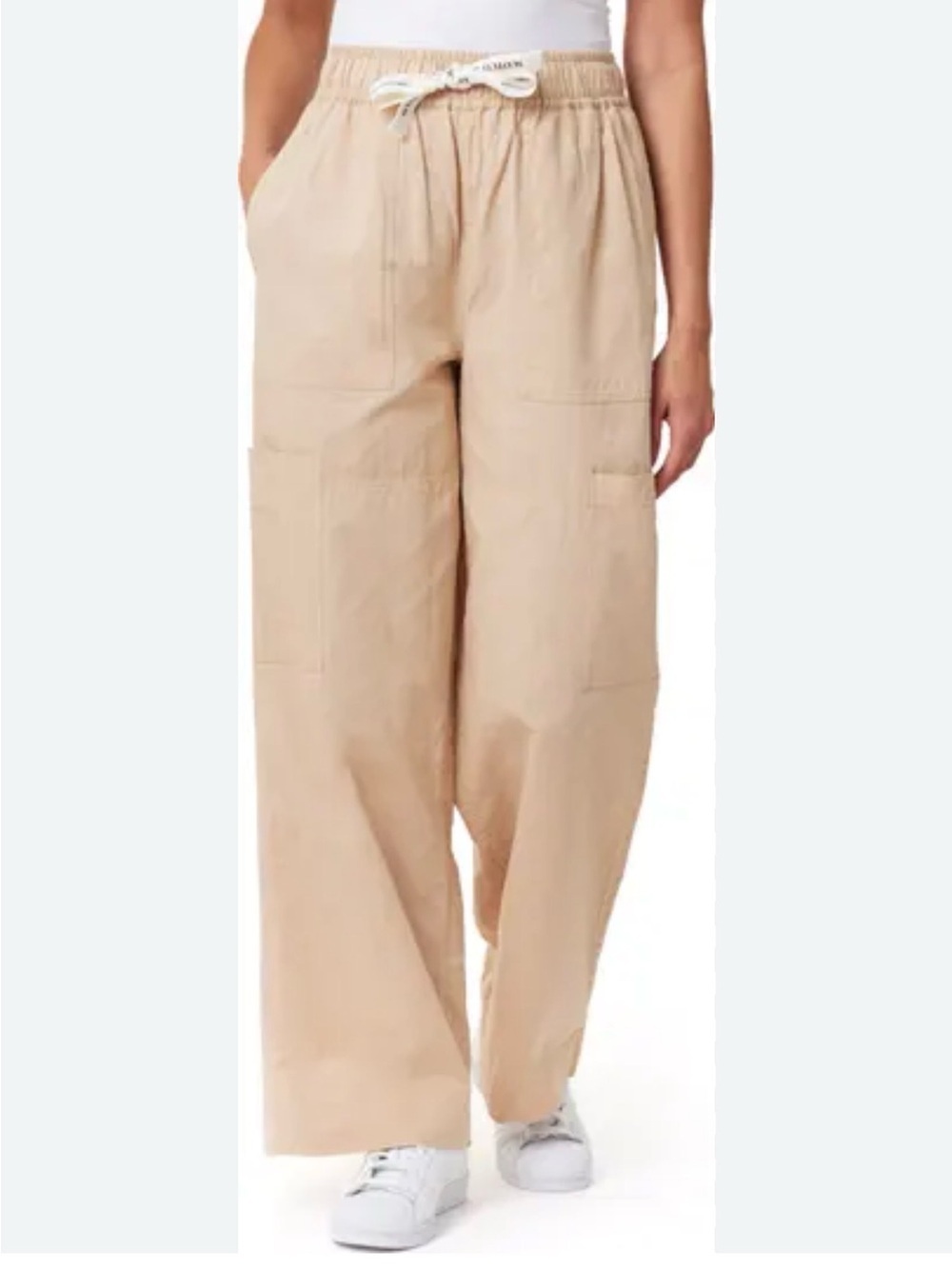 Joie Beige Wide-Leg Drawstring Cargo Pants